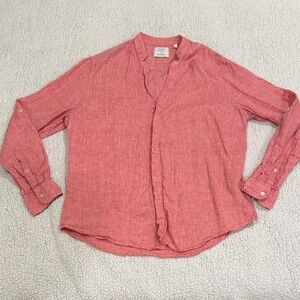 Murano Men's Linen Button Down Shirt Red
